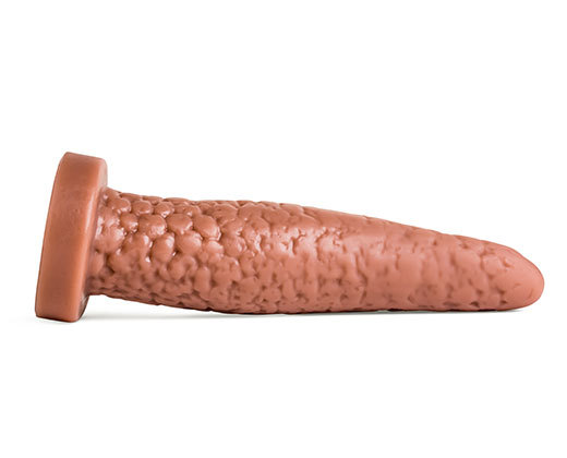 Side profile of Mr. Hankey dildo with smooth tapered design and raised surface detailing, perfect for experienced users seeking immersive sensations.